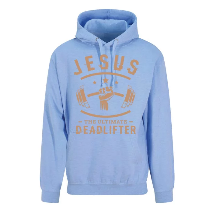 Jesus The Ultimate Deadlifter Funny Gift Fitness Fan Gift Unisex Surf Hoodie