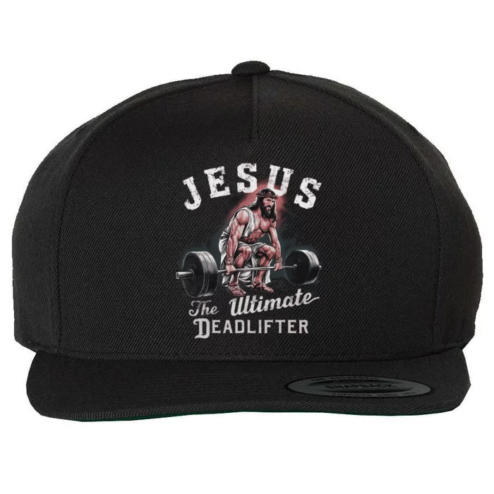 Jesus The Ultimate Deadlifter Fitness Gym Vintage Christian Wool Snapback Cap