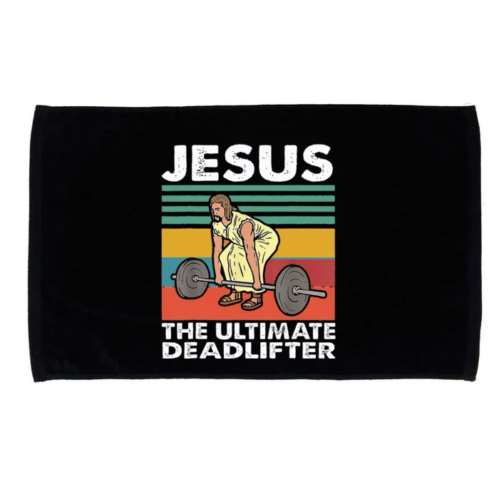 Jesus The Ultimate Deadlifter Funny Jesus Lifting Gym Microfiber Hand Towel