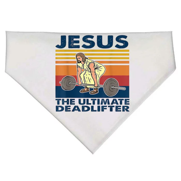 Jesus The Ultimate Deadlift Vintage Gift USA-Made Doggie Bandana