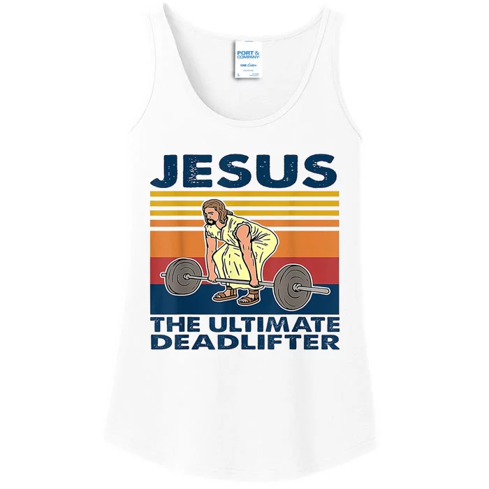 Jesus The Ultimate Deadlift Vintage Gift Ladies Essential Tank