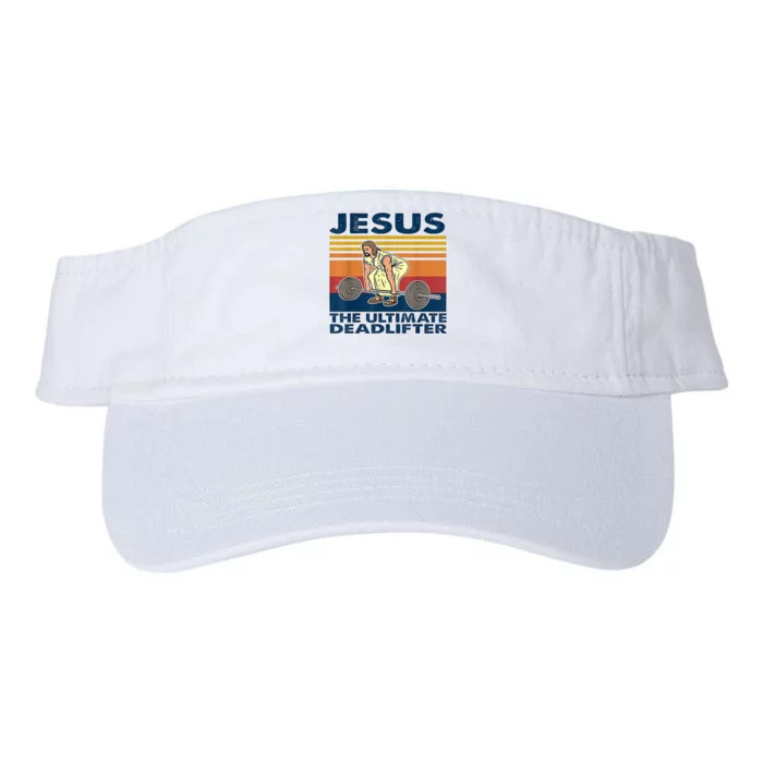 Jesus The Ultimate Deadlift Vintage Gift Valucap Bio-Washed Visor