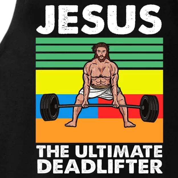 Jesus The Ultimate Deadlifter Fitness Humor Ladies Tri-Blend Wicking Tank