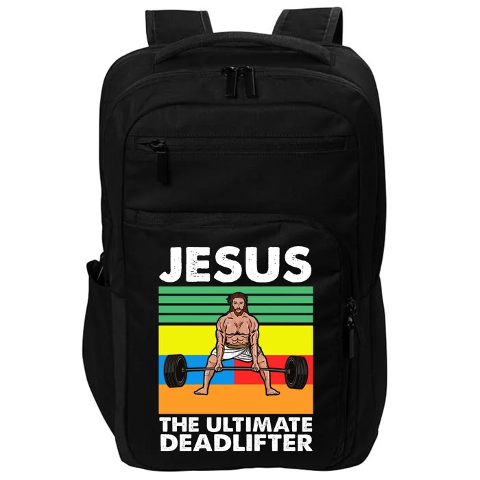 Jesus The Ultimate Deadlifter Fitness Humor Impact Tech Backpack