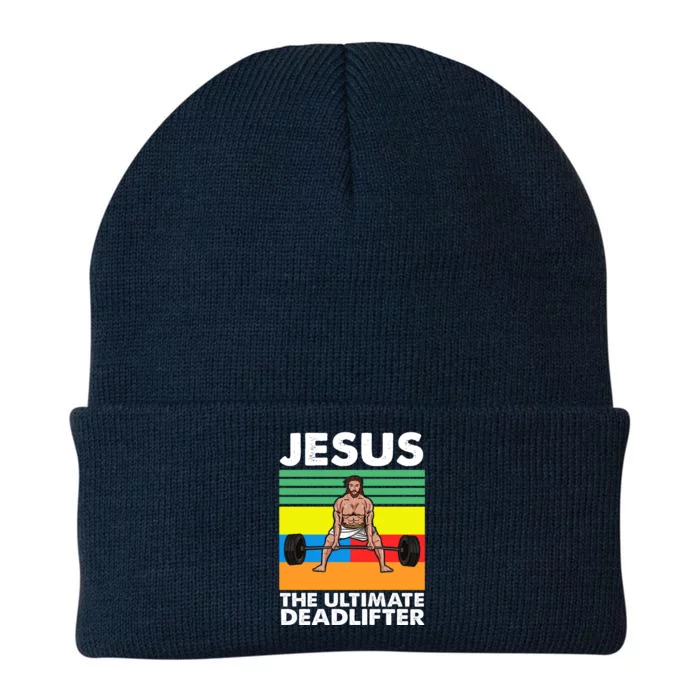 Jesus The Ultimate Deadlifter Fitness Humor Knit Cap Winter Beanie