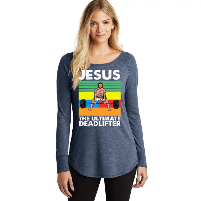 Jesus The Ultimate Deadlifter Fitness Humor Women's Perfect Tri Tunic Long Sleeve Shirt