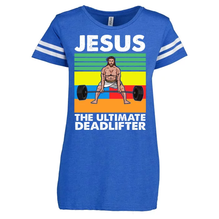 Jesus The Ultimate Deadlifter Fitness Humor Enza Ladies Jersey Football T-Shirt