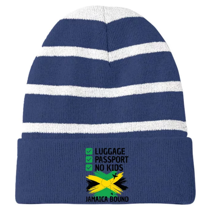 Jamaican Travel Vacation Outfit To Jamaica Wo Jamaica Striped Beanie with Solid Band