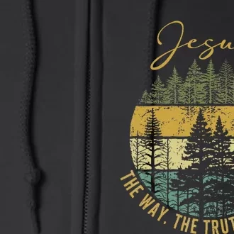 Jesus The Way Truth Life Christian Worship Full Zip Hoodie