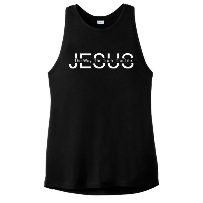 Jesus The Way The Truth The Life Ladies Tri-Blend Wicking Tank