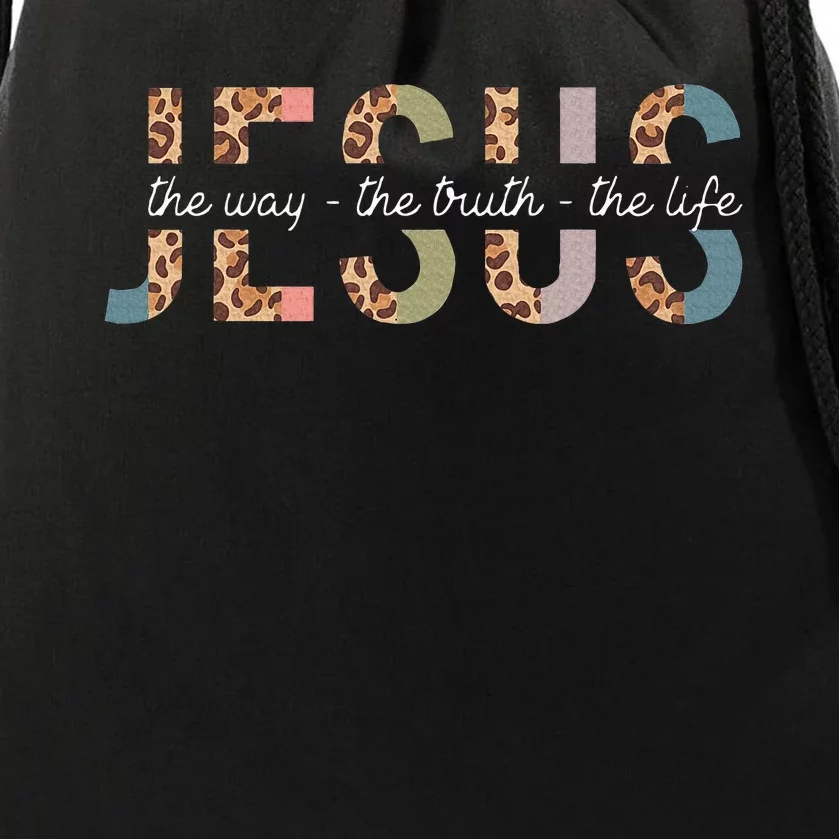 Jesus The Way The Truth The Life Leopard Christian Drawstring Bag