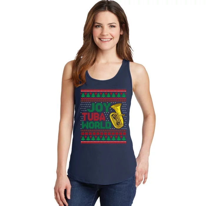 Joy Tuba World Ugly Christmas Sweater Music Lover Xmas Ladies Essential Tank