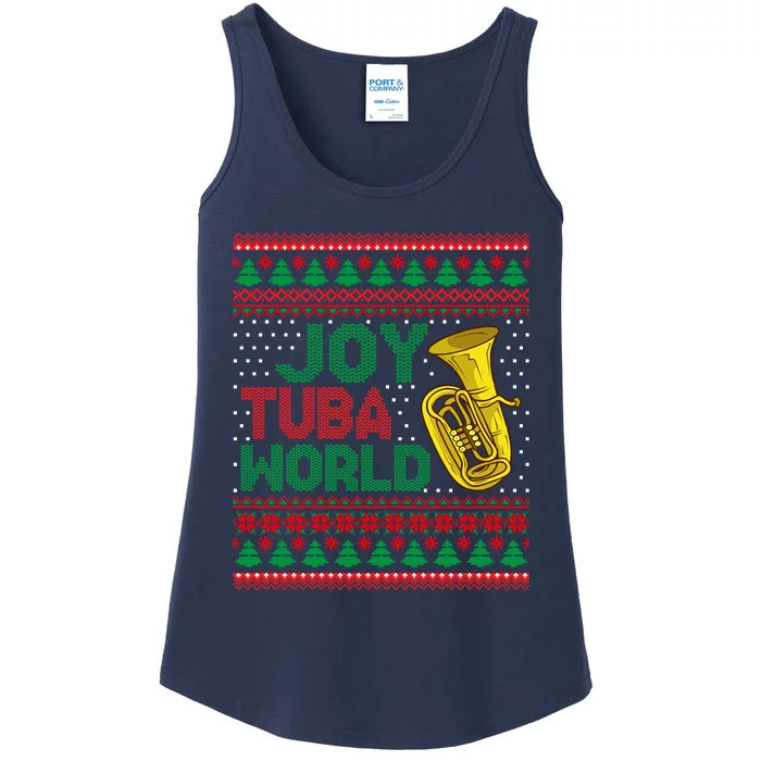 Joy Tuba World Ugly Christmas Sweater Music Lover Xmas Ladies Essential Tank