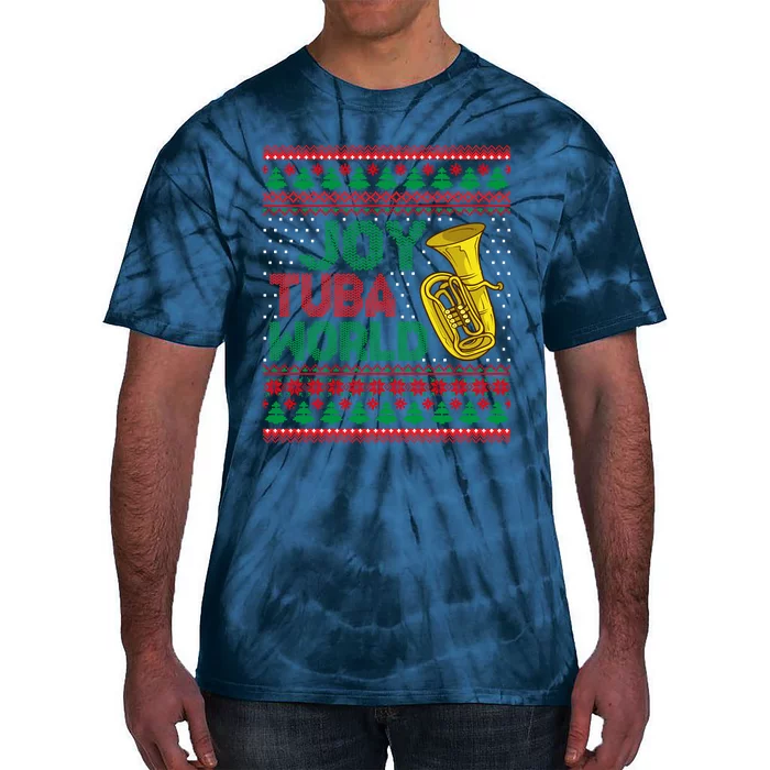 Joy Tuba World Ugly Christmas Sweater Music Lover Xmas Tie-Dye T-Shirt