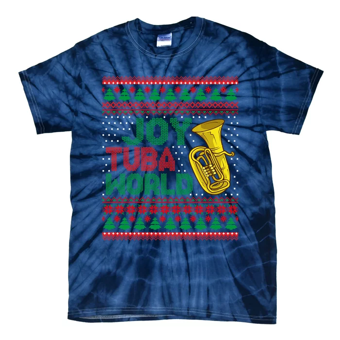 Joy Tuba World Ugly Christmas Sweater Music Lover Xmas Tie-Dye T-Shirt