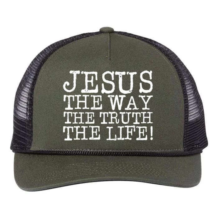 Jesus The Way The Truth The Life Retro Rope Trucker Hat Cap