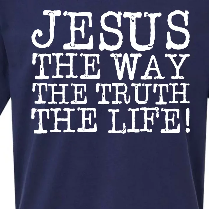 Jesus The Way The Truth The Life Sueded Cloud Jersey T-Shirt