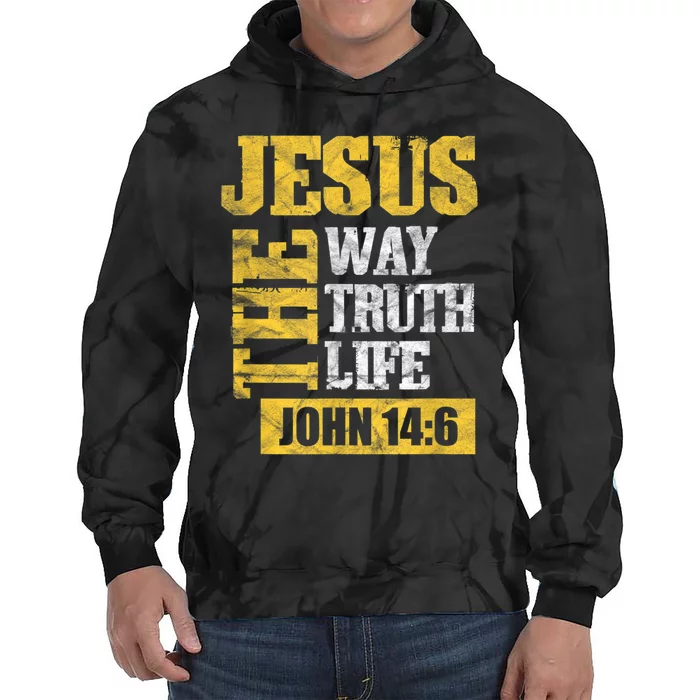 Jesus The Way Truth Life John 14:6 Christian Bible Verse Tie Dye Hoodie