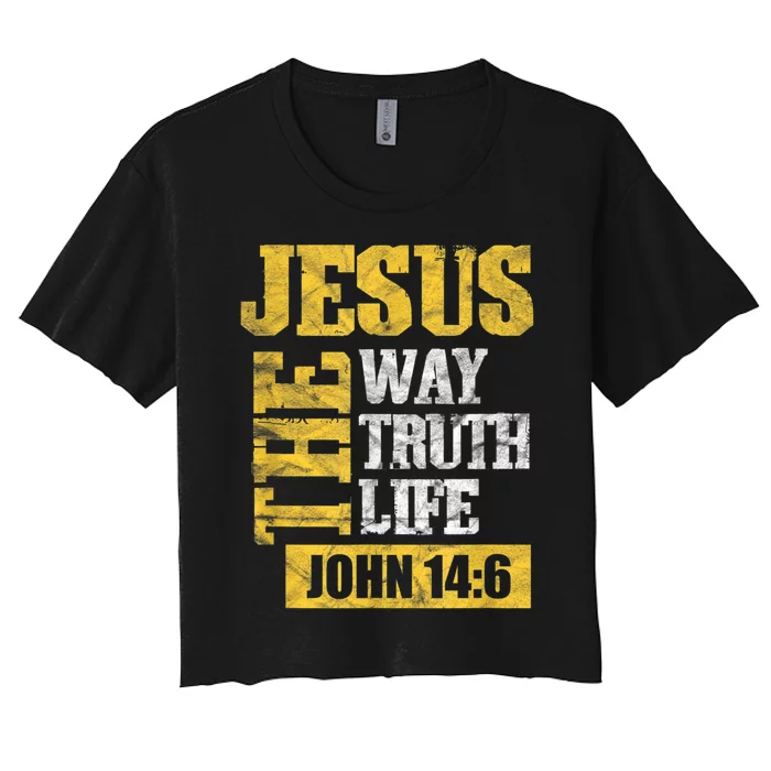 Jesus The Way Truth Life John 14:6 Christian Bible Verse Women's Crop Top Tee