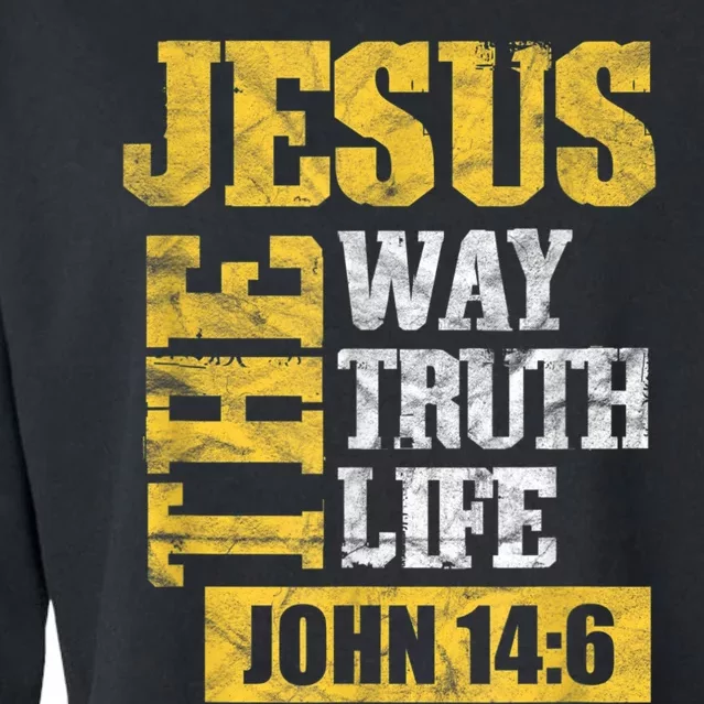 Jesus The Way Truth Life John 14:6 Christian Bible Verse Cropped Pullover Crew