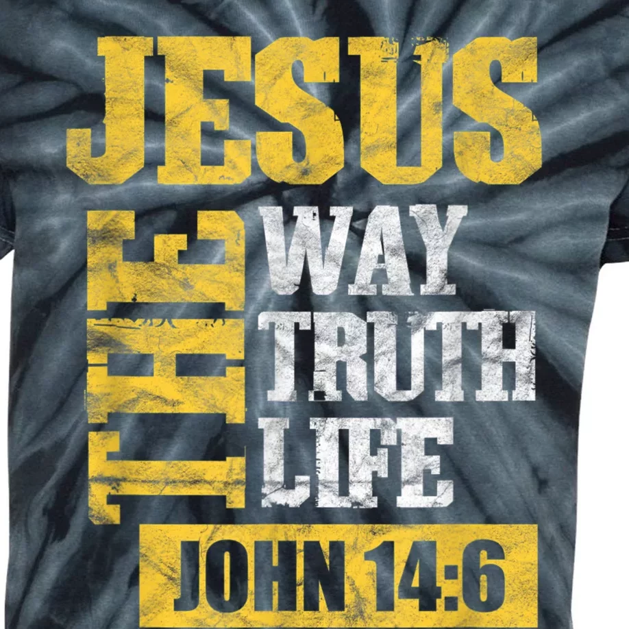 Jesus The Way Truth Life John 14:6 Christian Bible Verse Kids Tie-Dye T-Shirt