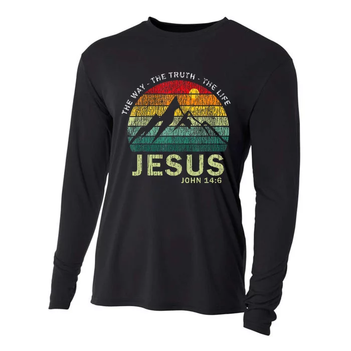 Jesus The Way Truth Life Christian Worship Cooling Performance Long Sleeve Crew