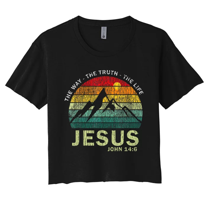 Jesus The Way Truth Life Christian Worship Women's Crop Top Tee