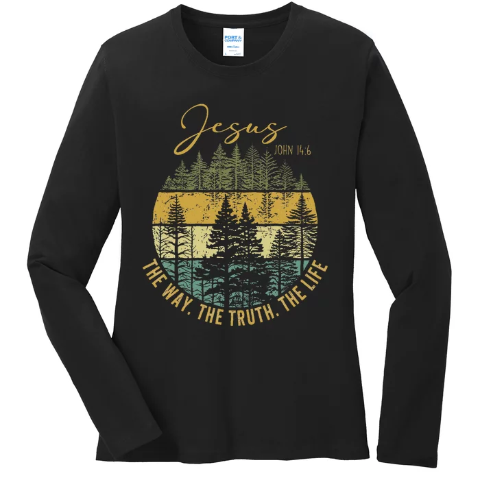 Jesus The Way Truth Life Women Christian Worship Ladies Long Sleeve Shirt