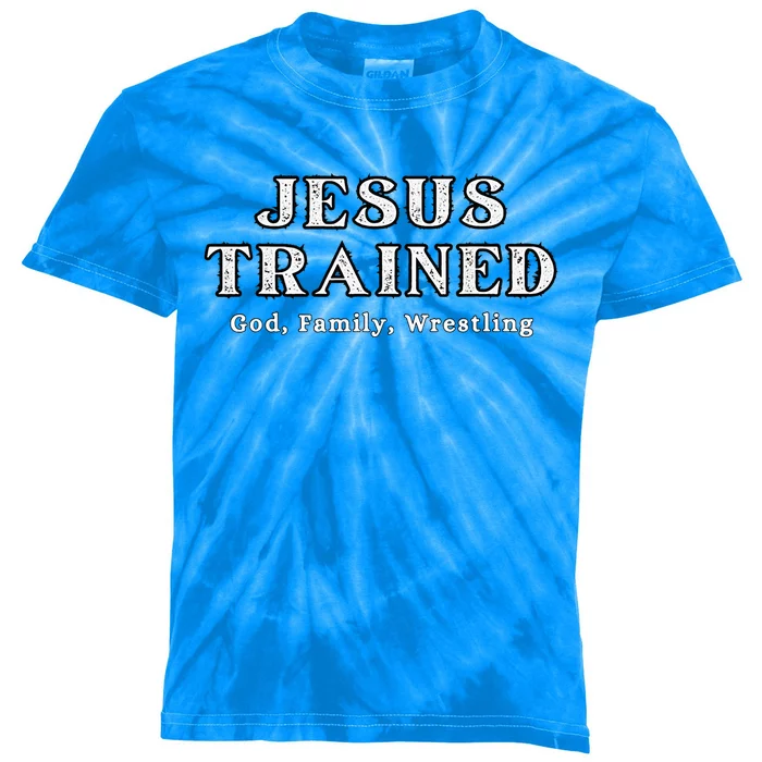 Jesus Trained Wrestling Jesus Trained God Family Wrestling Kids Tie-Dye T-Shirt