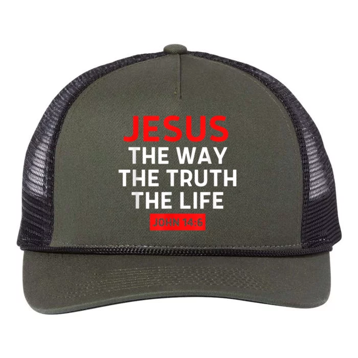 Jesus The Way Truth Life John 14:6 Christian Bible Verse Retro Rope Trucker Hat Cap