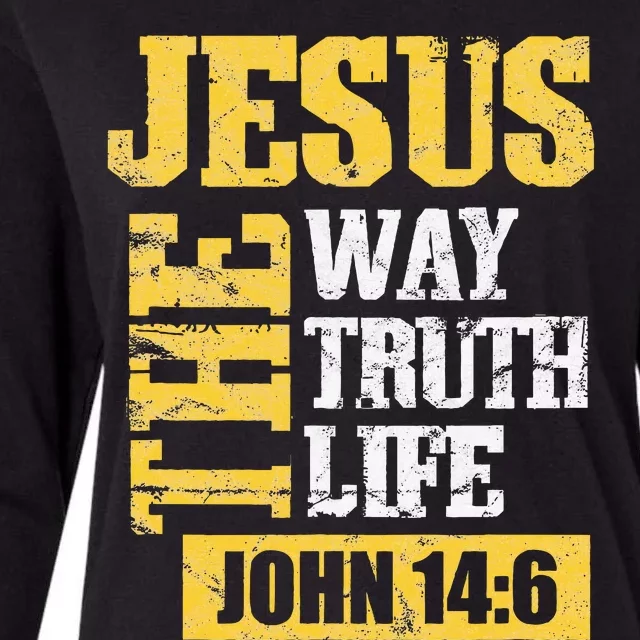 Jesus The Way Truth Life John 146 Christian Womens Cotton Relaxed Long Sleeve T-Shirt