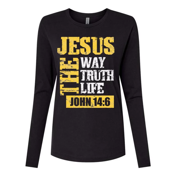 Jesus The Way Truth Life John 146 Christian Womens Cotton Relaxed Long Sleeve T-Shirt