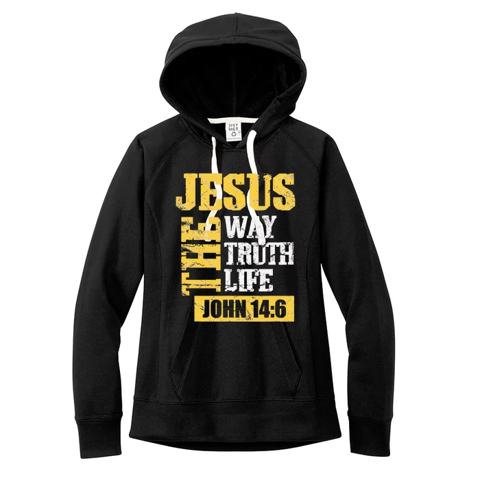 Jesus The Way Truth Life John 146 Christian Women's Fleece Hoodie