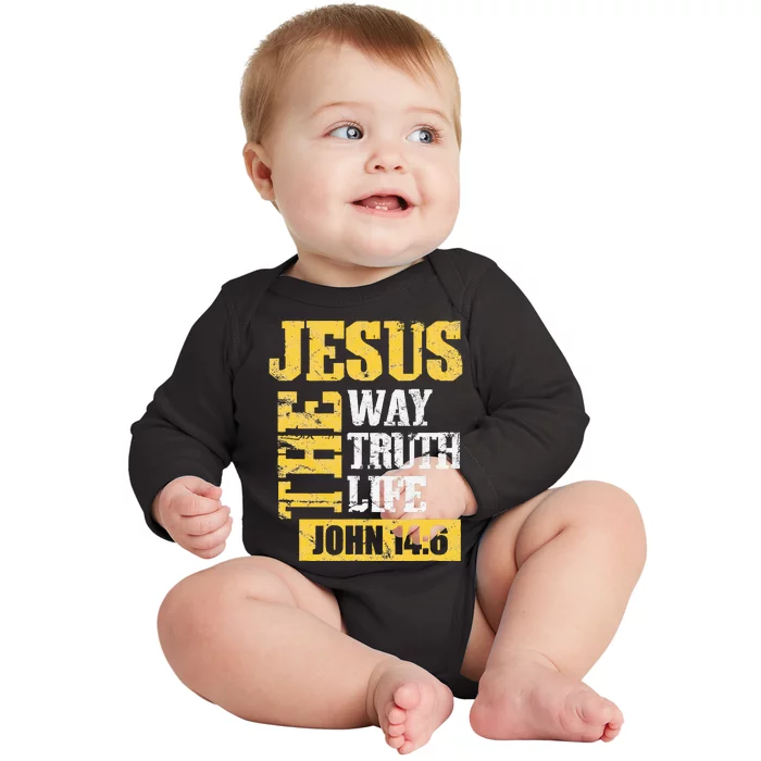 Jesus The Way Truth Life John 146 Christian Baby Long Sleeve Bodysuit