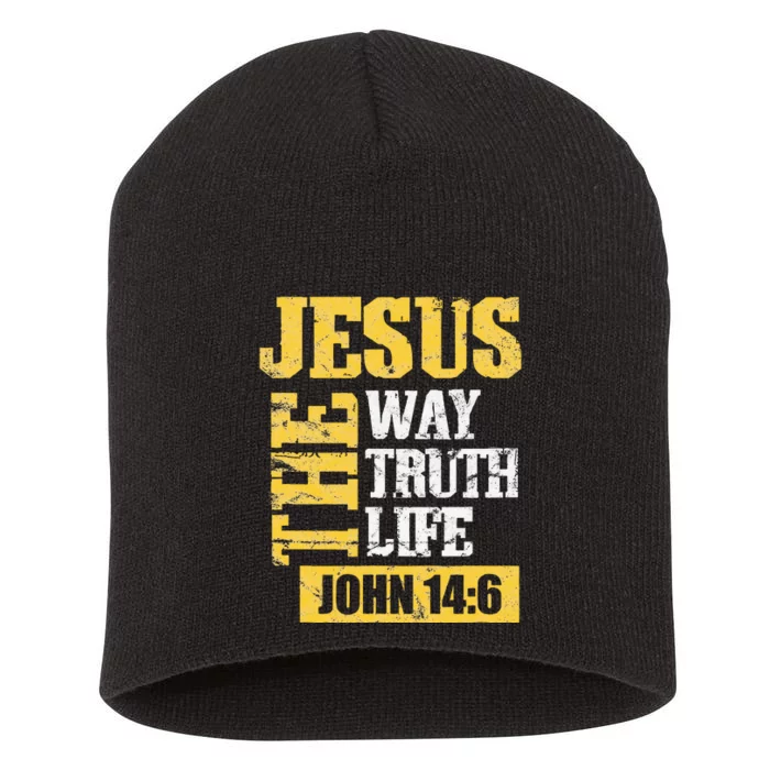 Jesus The Way Truth Life John 146 Christian Short Acrylic Beanie