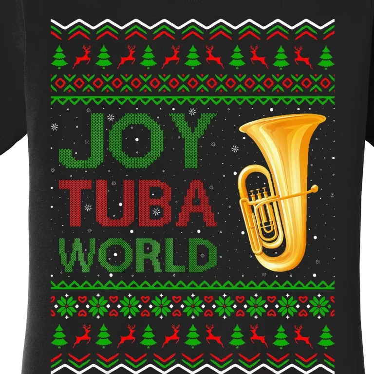 Joy Tuba World Music Lover Xmas Gift Ugly Tuba Christmas Women's T-Shirt