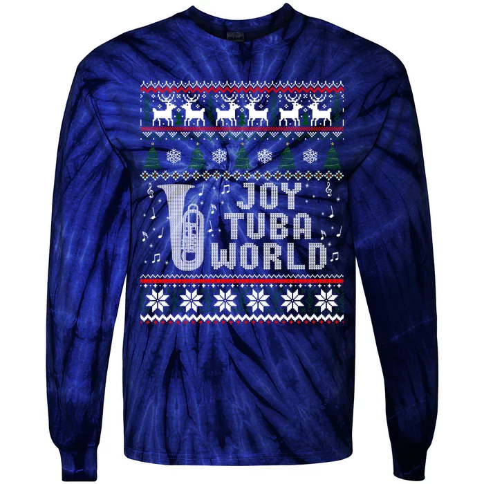 Joy Tuba World Funny Christmas Ugly Sweater Tie-Dye Long Sleeve Shirt