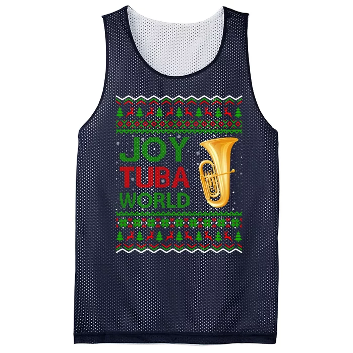 Joy Tuba World Music Lover Xmas Gift Ugly Tuba Christmas Mesh Reversible Basketball Jersey Tank