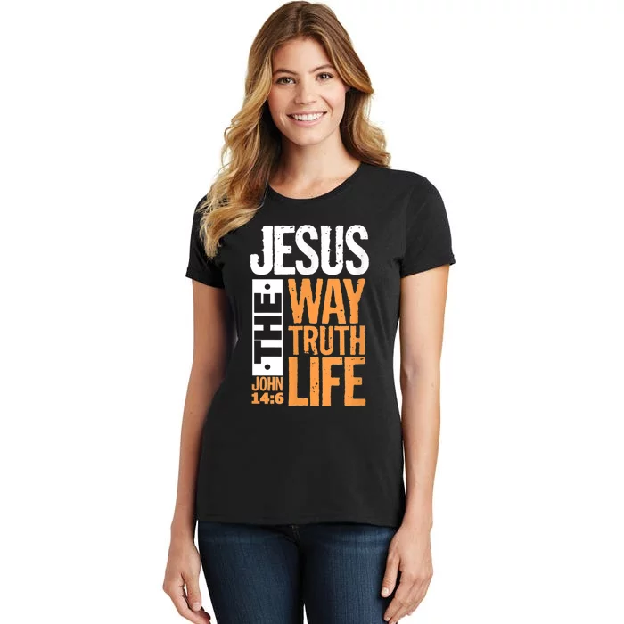 Jesus The Way Truth Life John 14:6 Christian Bible Verse Women's T-Shirt