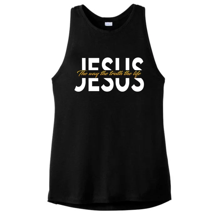 Jesus The Way And The Truth And The Life Ladies Tri-Blend Wicking Tank