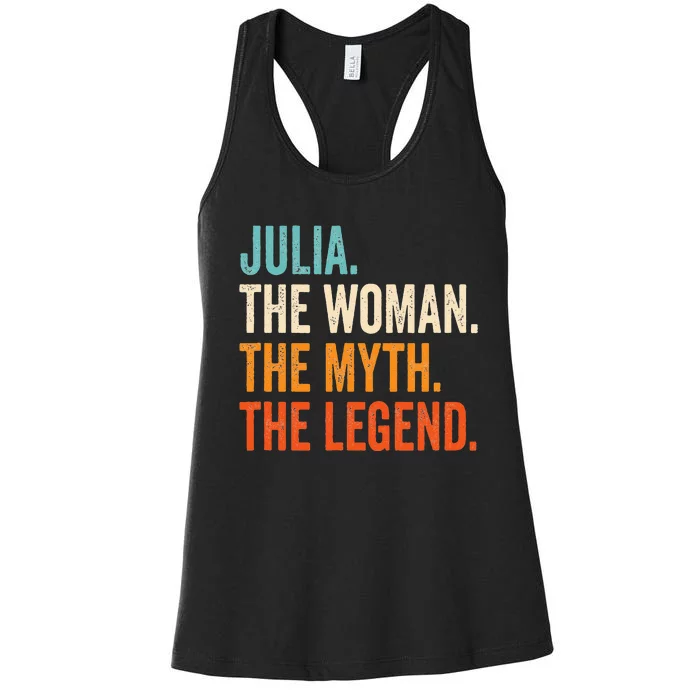 Julia The Woman The Myth The Legend First Name Julia Women's Racerback Tank