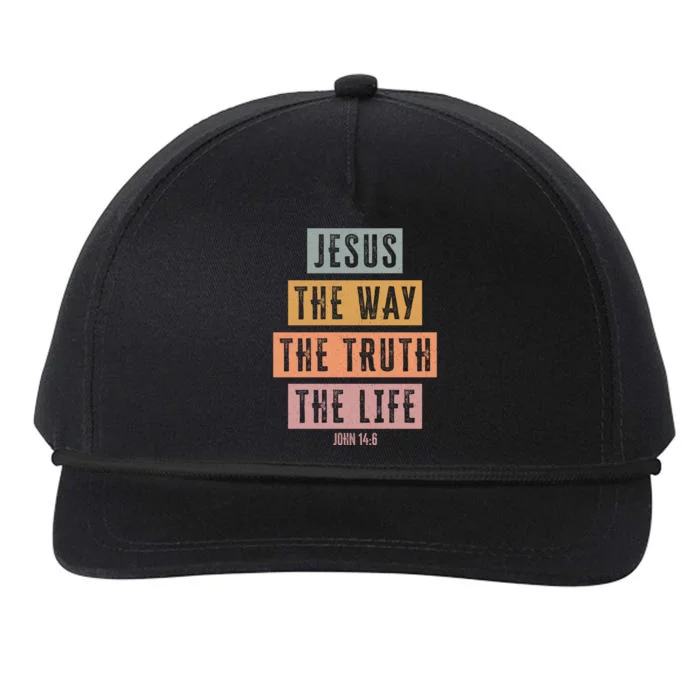 Jesus The Way Truth Life Bible Verse Snapback Five-Panel Rope Hat