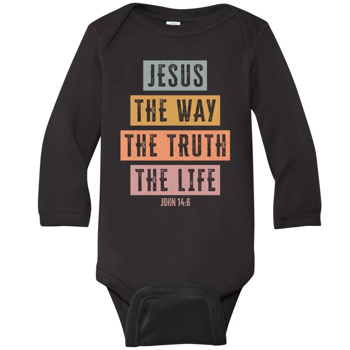 Jesus The Way Truth Life Bible Verse Baby Long Sleeve Bodysuit