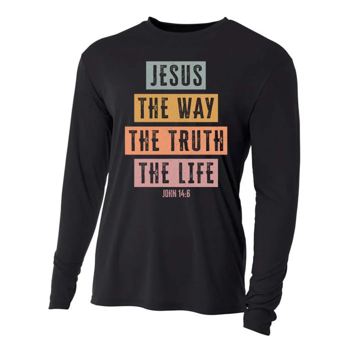 Jesus The Way Truth Life Bible Verse Cooling Performance Long Sleeve Crew