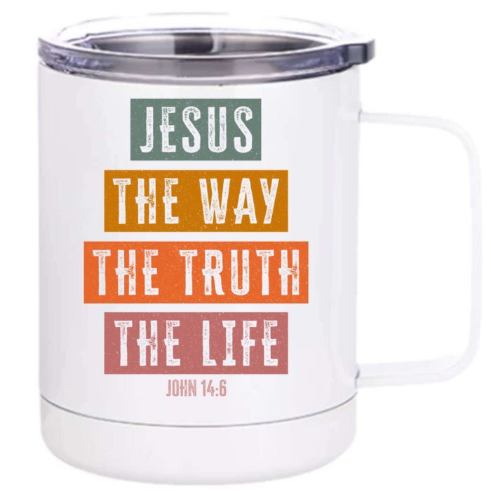 Jesus The Way Truth Life Bible Verse Front & Back 12oz Stainless Steel Tumbler Cup