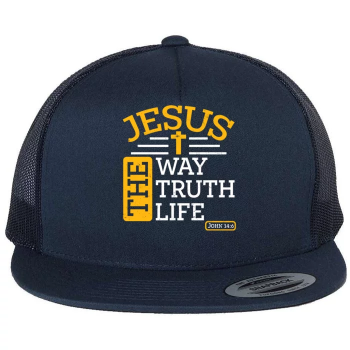 Jesus The Way Truth Life John 14:6 Flat Bill Trucker Hat