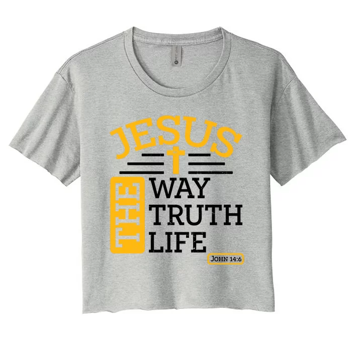 Jesus The Way Truth Life John 14:6 Women's Crop Top Tee