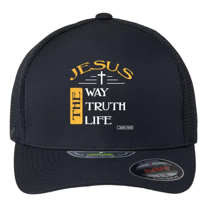 Jesus The Way Truth Life Christian Flexfit Unipanel Trucker Cap