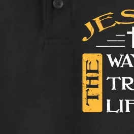 Jesus The Way Truth Life Christian Dry Zone Grid Performance Polo