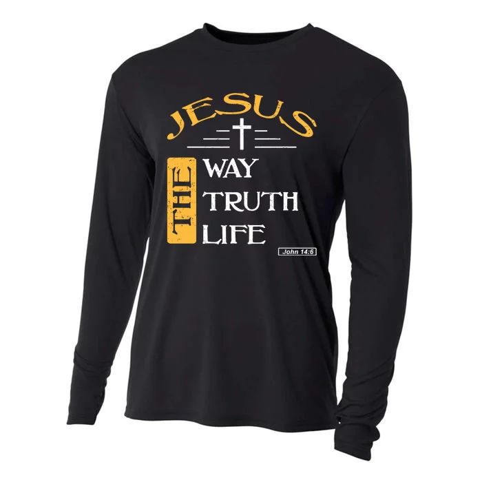 Jesus The Way Truth Life Christian Cooling Performance Long Sleeve Crew